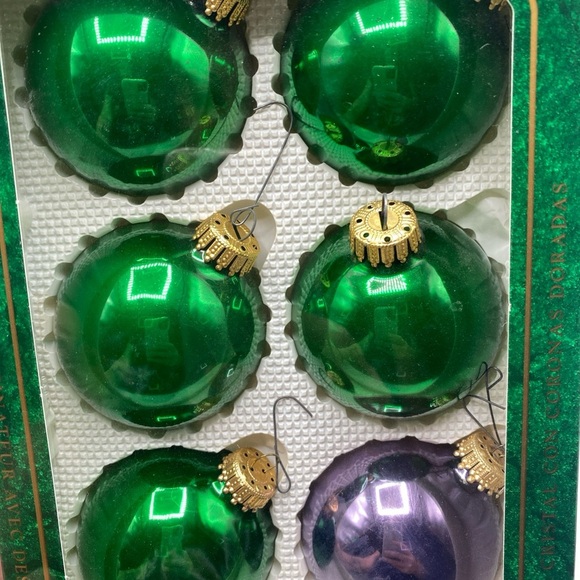 Vintage Christmas By Krebs Glass Ornaments  16 Balls 3 Boxes Blue, Green Gold - Picture 4 of 5